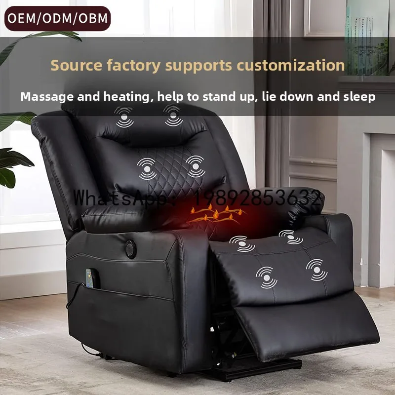 

LYY Top Grain Leather Electric Function Genuine Leather Sofa Small Apartment Theater Single Sofa Chair Reclining Sleeping