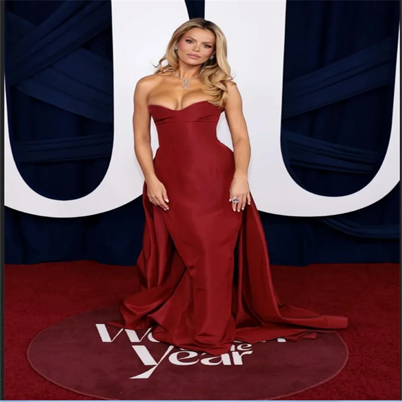 

Customized Burgundy Mermaid Sweetheart Neck Sexy Prom Dress Sleeveless Vestidos De Noche Floor-Length Formal Evening 2025