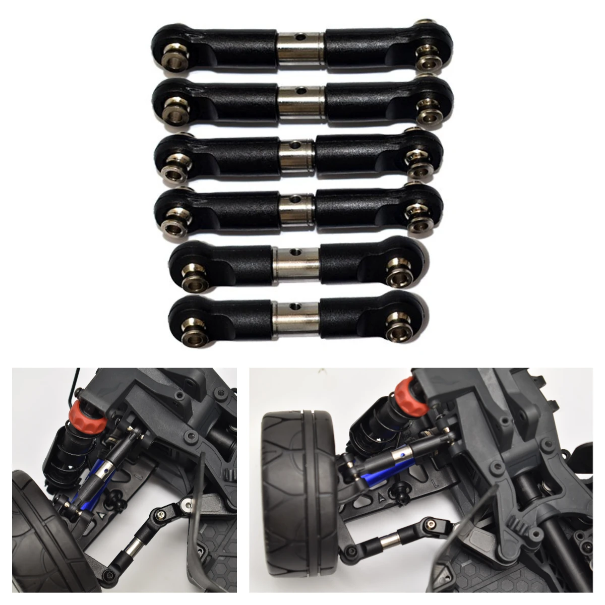 GPM Batang Pengikat Baja Tahan Karat Dapat Disesuaikan untuk ARRMA 1/8 Vendetta 4X4 3S BLX-ARA4319V3