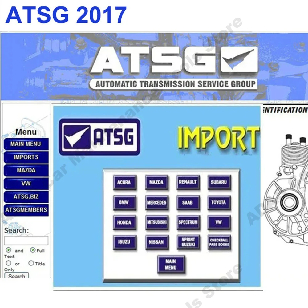 

Información de reparación del escáner OBD2 ATSG 2017 del Grupo de Servicio de Transmisiones Automáticas ATSG