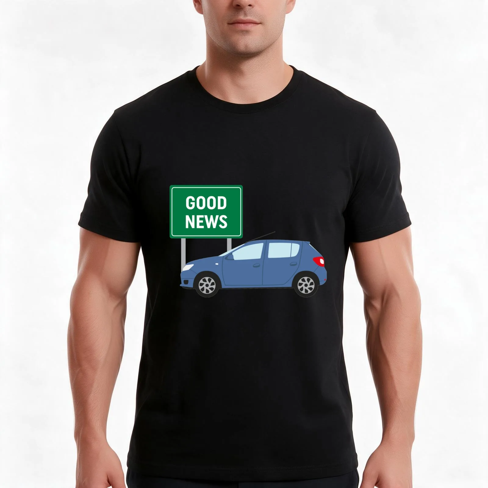 Good News! It_s James May_s Dacia Sandero Design T-Shirt, Summer Casual Cotton Tee, Oversized Streetwear Tops, Unisex Men Women