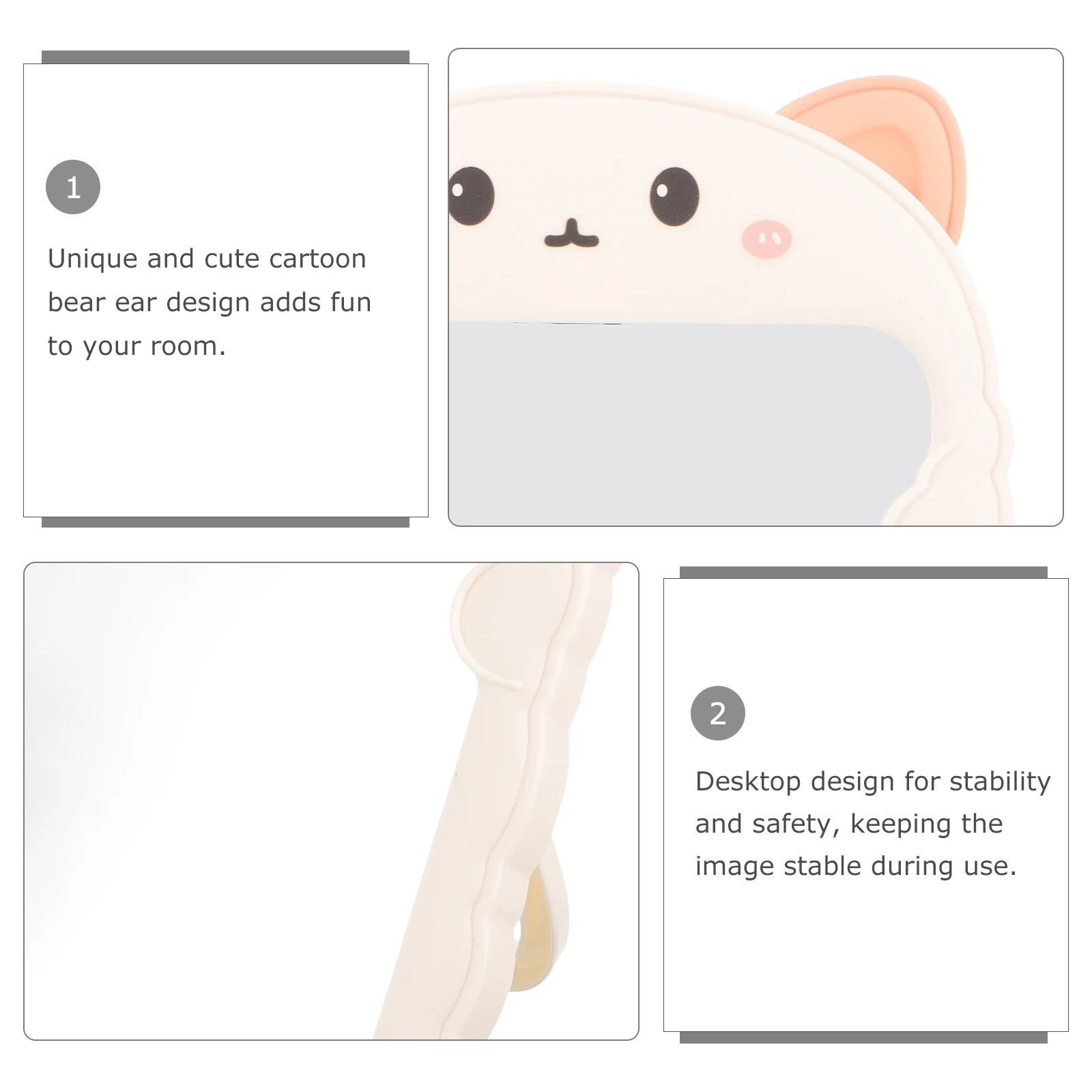 Opvouwbare make-upspiegel Cat Ear Desktop Stand Draagbare reismake-upspiegel Opvouwbare make-upkast Handspiegels