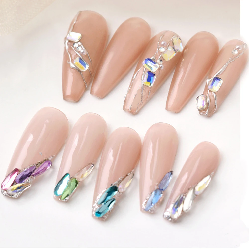 50pcs Mini Heart Flat-Back Nails Rhinestone 3D Crystal Candy Color Hot Glass Shiny Nail Decoration DIY Glitter Gem Nail Parts