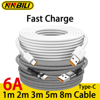 Extended 1-8 Meter Type-C USB Android 6A Super- Charging Cable Suitable For Huawei, Xiaomi, Vivo, And Leeco Phone Data Cable