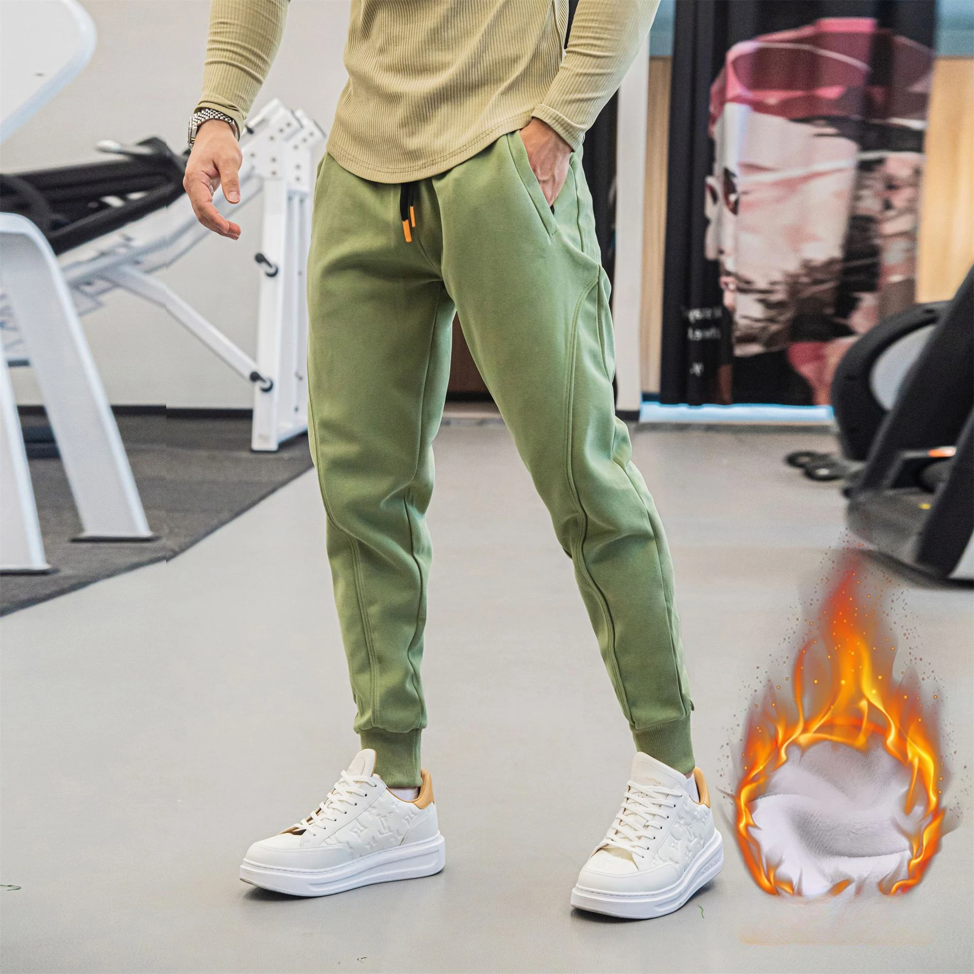 2025 Spring Fleece Jogging Sweatpants Men Baggy Joggers Fashion Streetwear Loose Casual Harem Running Plus SIze Men Gym Pants