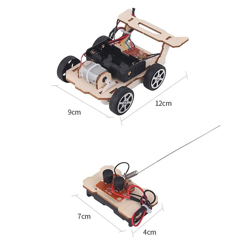 STEM Kid Wooden DIY Assembly Electric Toy Wireless Remote Control Car Assembly Educational Science Experiment Kit