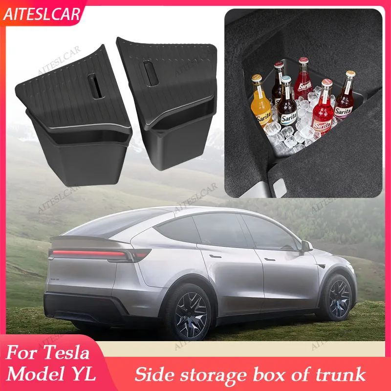 

For Tesla New Model YL Launch 2026 Car Trunk Side Storage Box Cover Plate Organizer Car Trunk Side Storage Box Refit Accessories