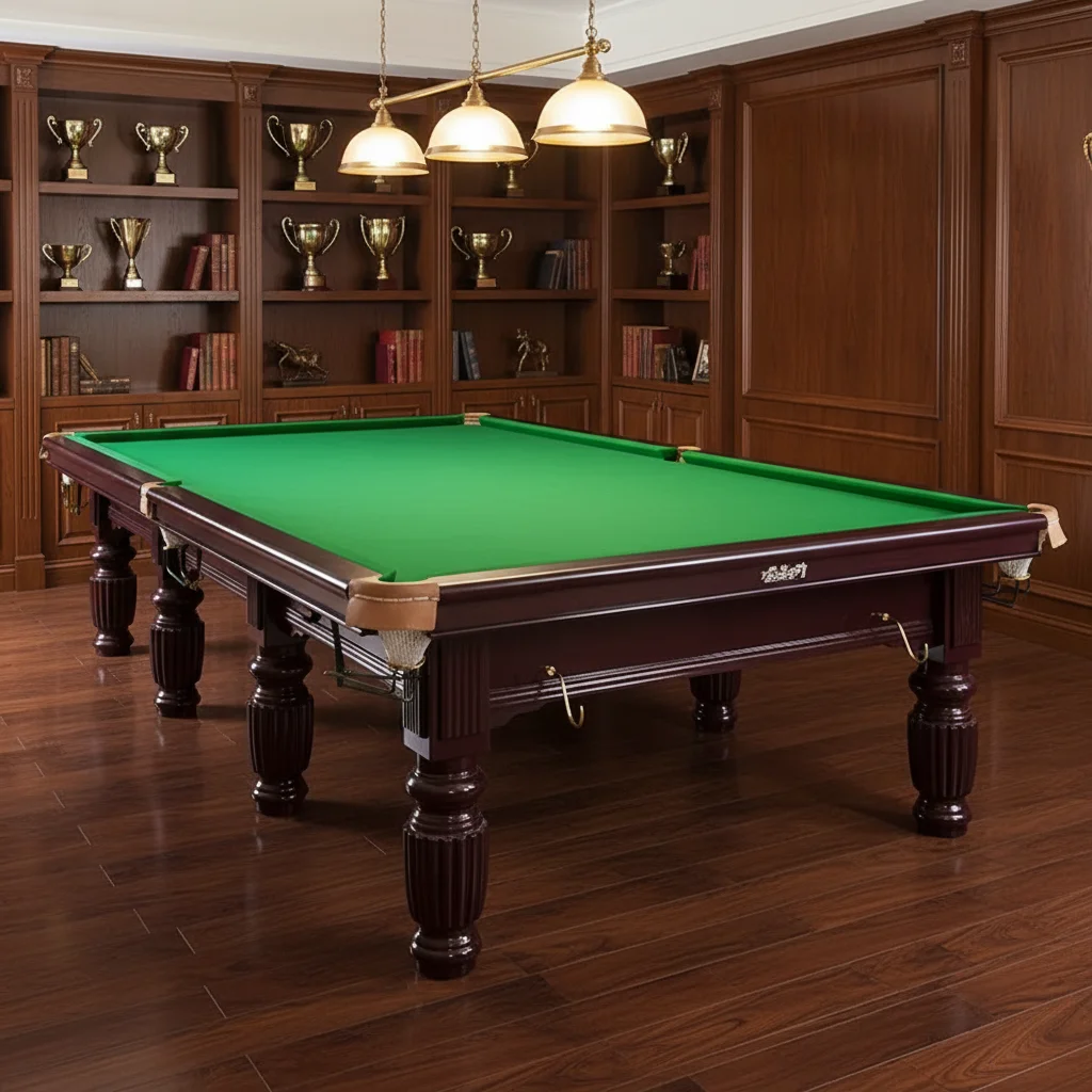 

Solid Wood Indoor Snooker Table-Green Cloth Leather Pockets Automatic Ball Return for Commercial & Home Billiardpromote sales