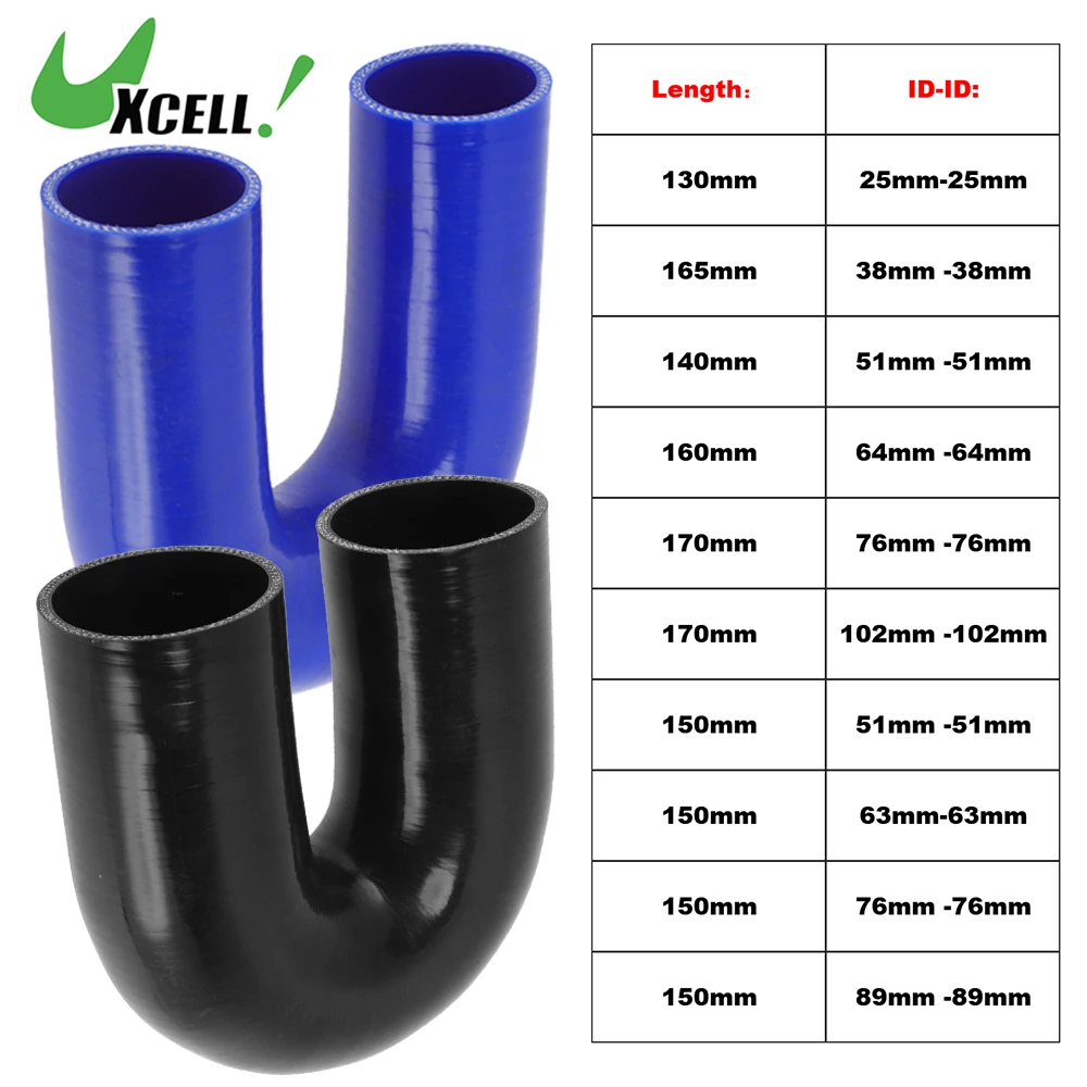 

UXCELL 180 Degree Coupler Silicone Hose 4 Layers of Cloth Intercooler Heater Turbocharger Air Intake Pipe Radiator 130mm-170mm