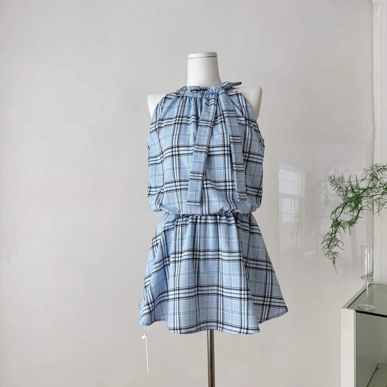

Summer Women Mini Plaid Dress Party Evening A-line Sleeveless Frocks Korean Kpop One-Piece 2000s Aesthetic Gyaru Coquette New