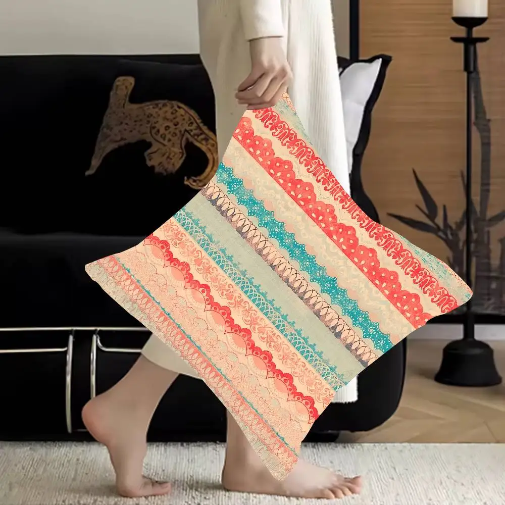 

Vintage Lace - Striped Design Pillow Cushion Cover Pillowcase Living Room Sofa Home Decor Customized