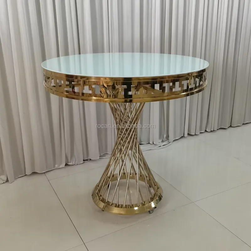 Luxury Gold Cake Stand with Wheels for Wedding Event Decoration Elegant Spoke Design Table Base for Birthday Party Display