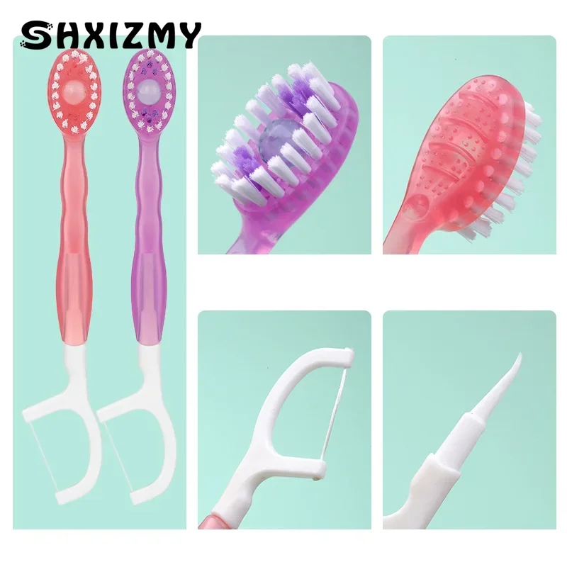 

10pcs/Box Portable 5-In-1 Toothbrush Dental Floss Toothpick For Oral Cleaning Disposable Toothbrush For Adults On Business Trips