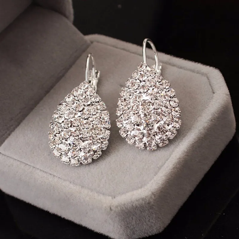 Long Fashion Jewelry Drop Wedding Earrings For Brides Popular Rhinestone Dress Bald Pates Natural Stone Women Earings