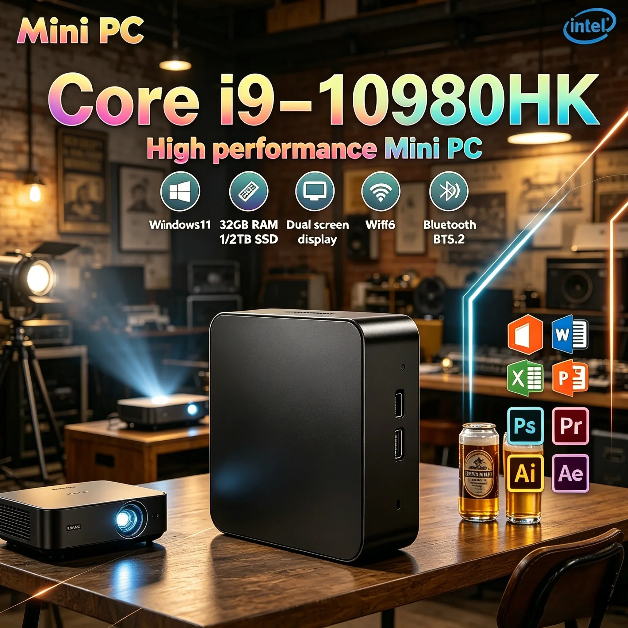 

Laptop Ultra Thin I9 Core Mini PC Win11 Pro Version High Efficiency Desktop Host For Home Office Business Gaming Leisure Use