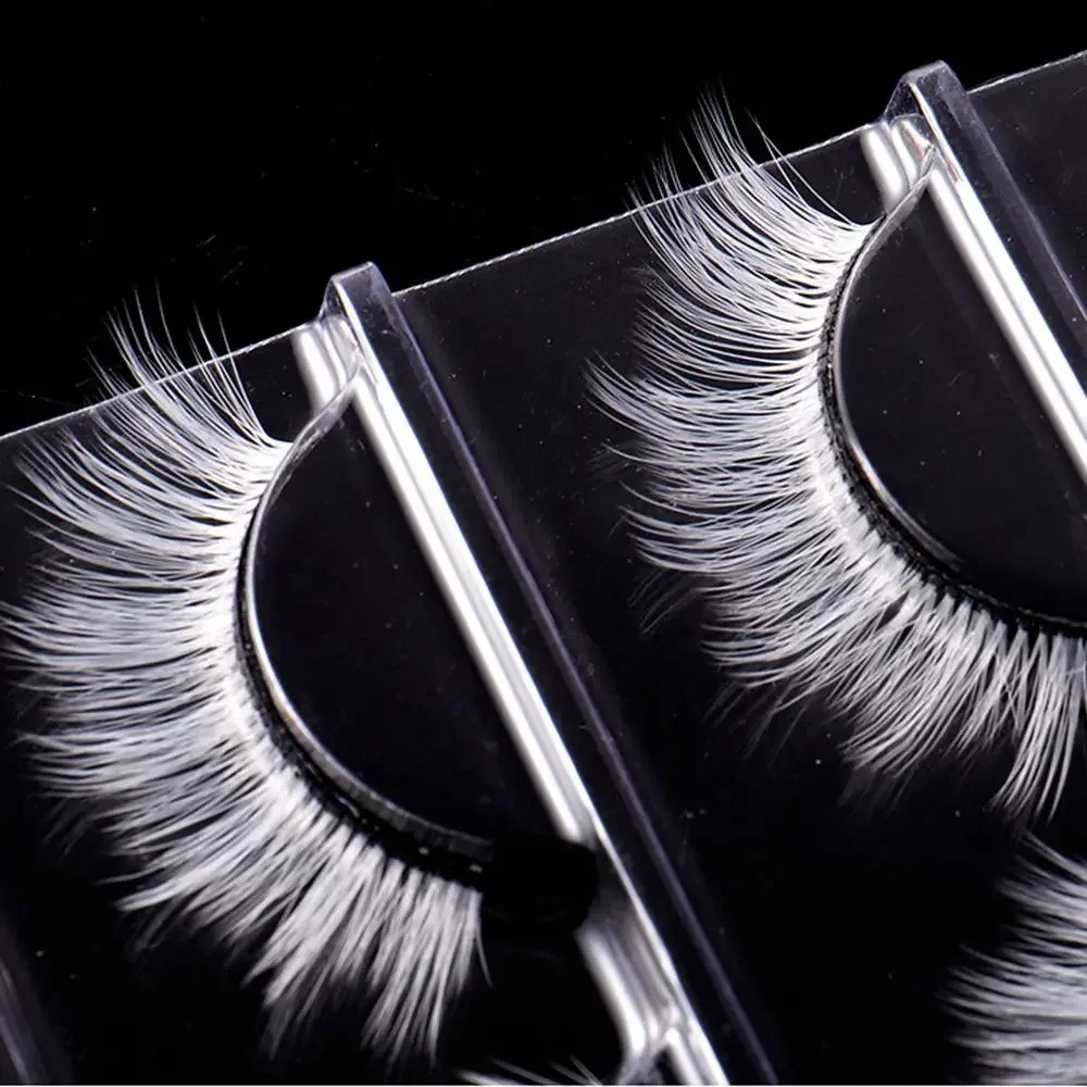 3 Pairs Dramatic White False Eyelashes Natural Manga Fluffy Faux Mink Eyelashes long Thick Cosplay Eyelashes Makeup Tool
