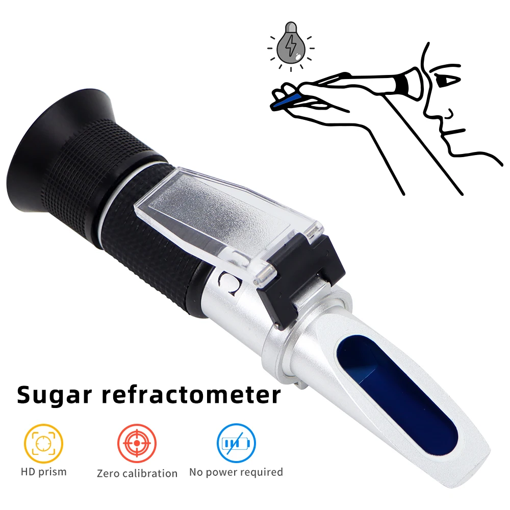 Handheld Sugar Refractometer Densimeter 0-50% Concentration Sugar Content Tester Brix Refractometer for Fruit Juice Soup