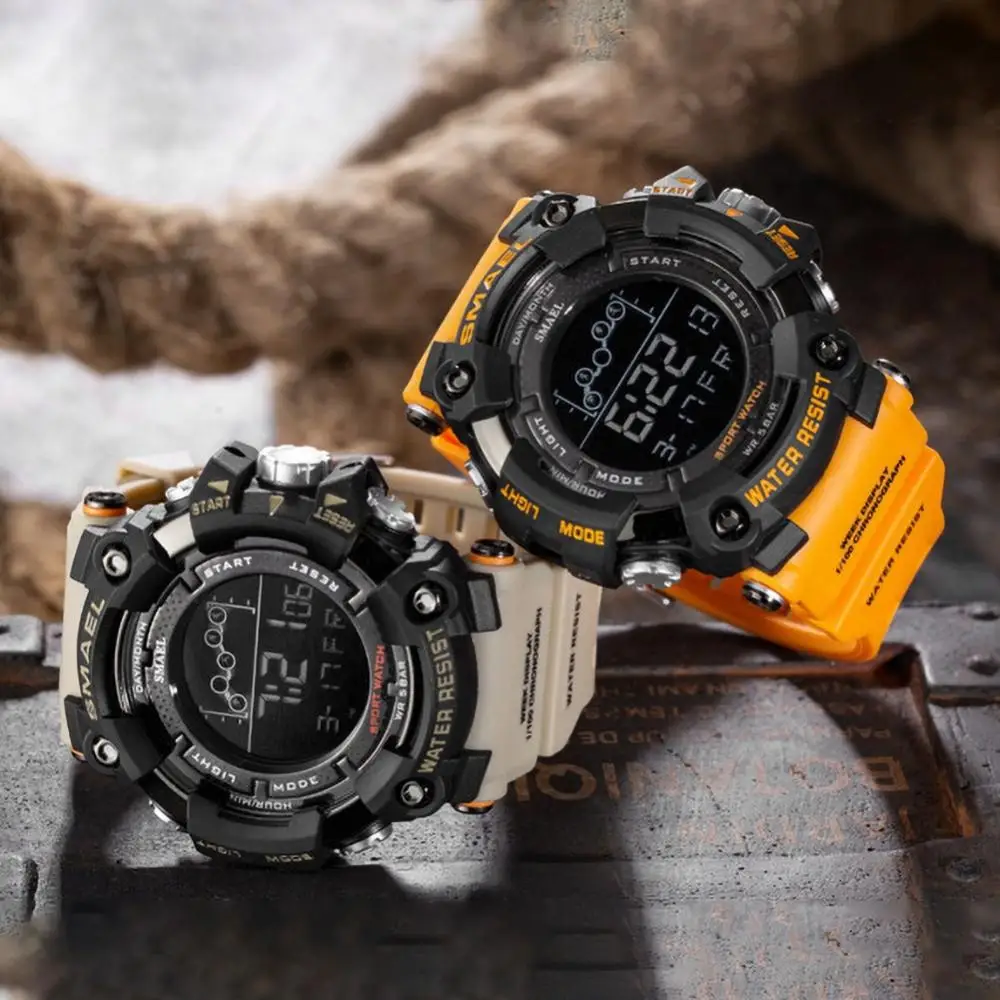 SMAEL Men Outdoor Sports Waterproof Luminous Round Dial Electronic Wrist Watch