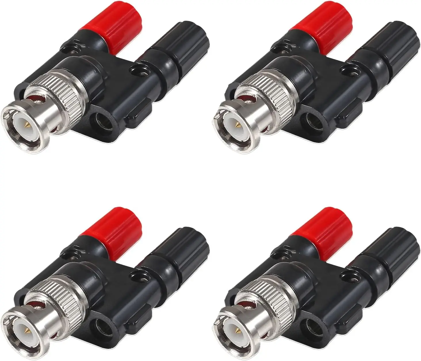 4pcs BNC Male Plug to 2X 4mm Dual Banana Female Connector BNC Banana Adapter RF Coax Coaxial Splitter