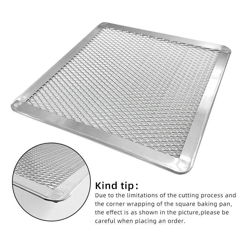 Rectangular Pizza Screen Square Seamless Aluminum Baking Tray Baking Net Non-stick Bakeware Oven Safe DIY Pizza Tools Pizza Pan