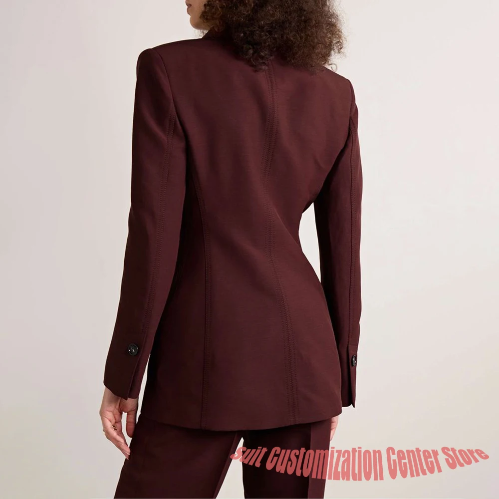Abbigliamento moderno da donna bordeaux 2 pezzi blazer monopetto + pantaloni su misura set abbigliamento da lavoro formale con tasche con patta