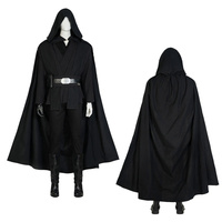 Luke Skywalker Cosplay Costume SW Luke Black Battle Suit Top Pants Cloak Full Set Outfits for Halloween Party Hand Made Any Size