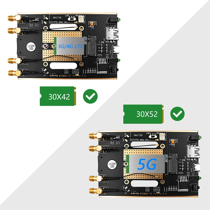 NEW M2 Wifi Wireless Card Converter M.2 NGFF 4G/5G Module to USB 3.0 Adapter Riser Board 4 Antenna with Cooler Fan SIM Card Slot