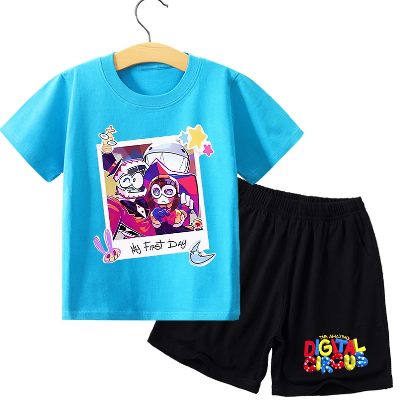The Amazing Digital Circus Children T Shirt Set Anime Cartoon Printed Short Two Piece Suit Boys Girls Summer Casual Clothing New - view 6