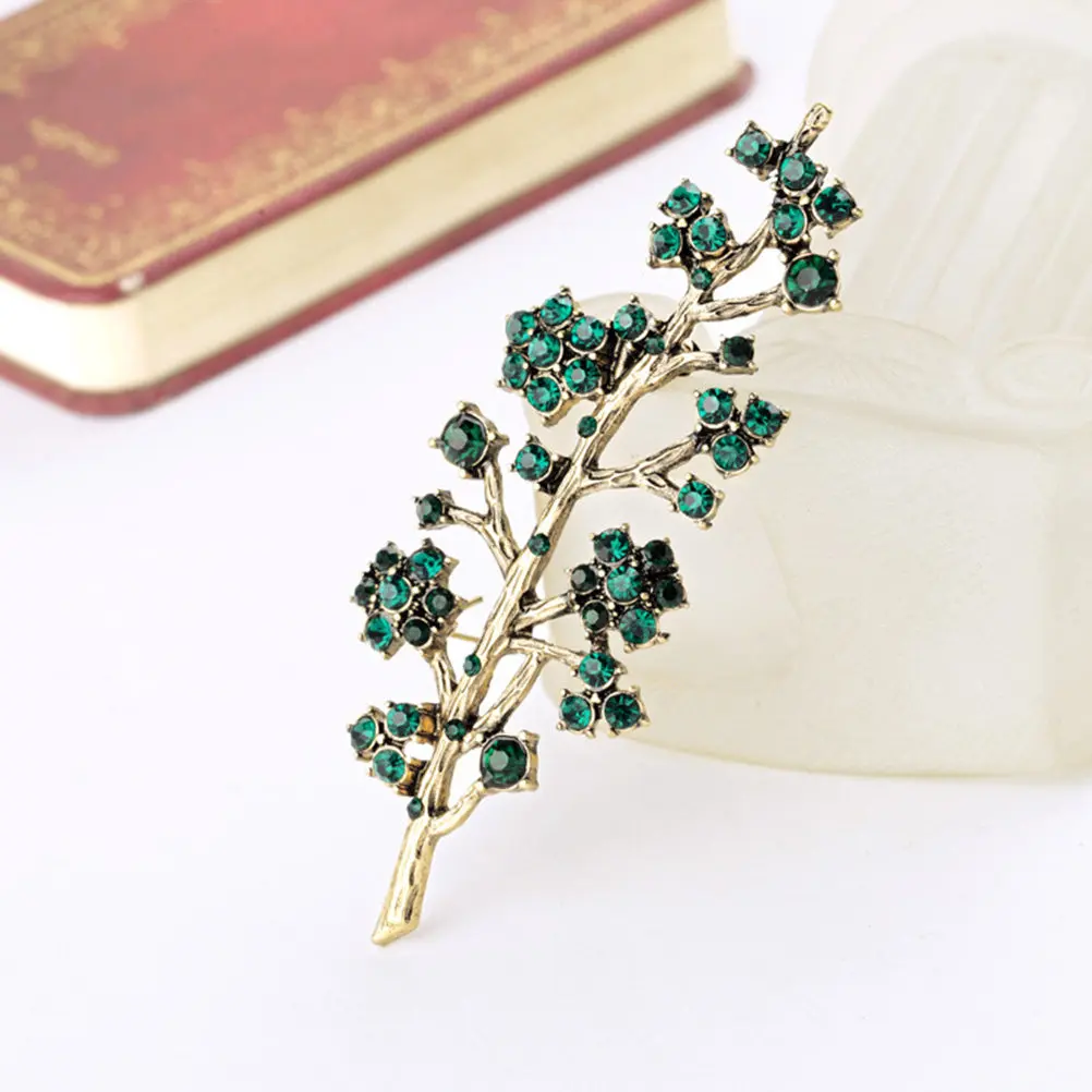 1Pcs Shiny Rhinestone Branch Brooch Premium Alloy Women's Breastpin Chic Compact Clothes Brooch Easy to Match Daily Outfits