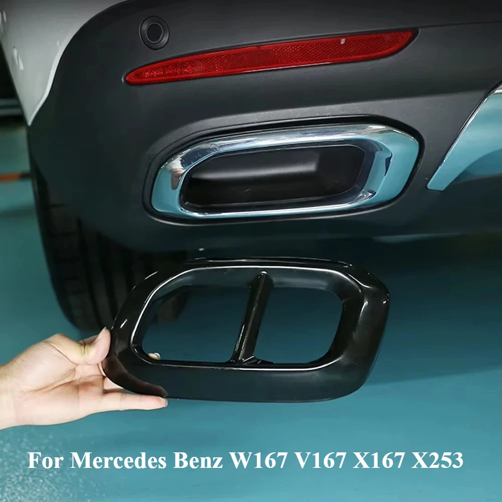 

For Mercedes Benz GLE GLS GLC Class W167 V167 X167 X253 2020+ Car Accessories Throat Muffler Exhaust Pipe Tail Cover Trim