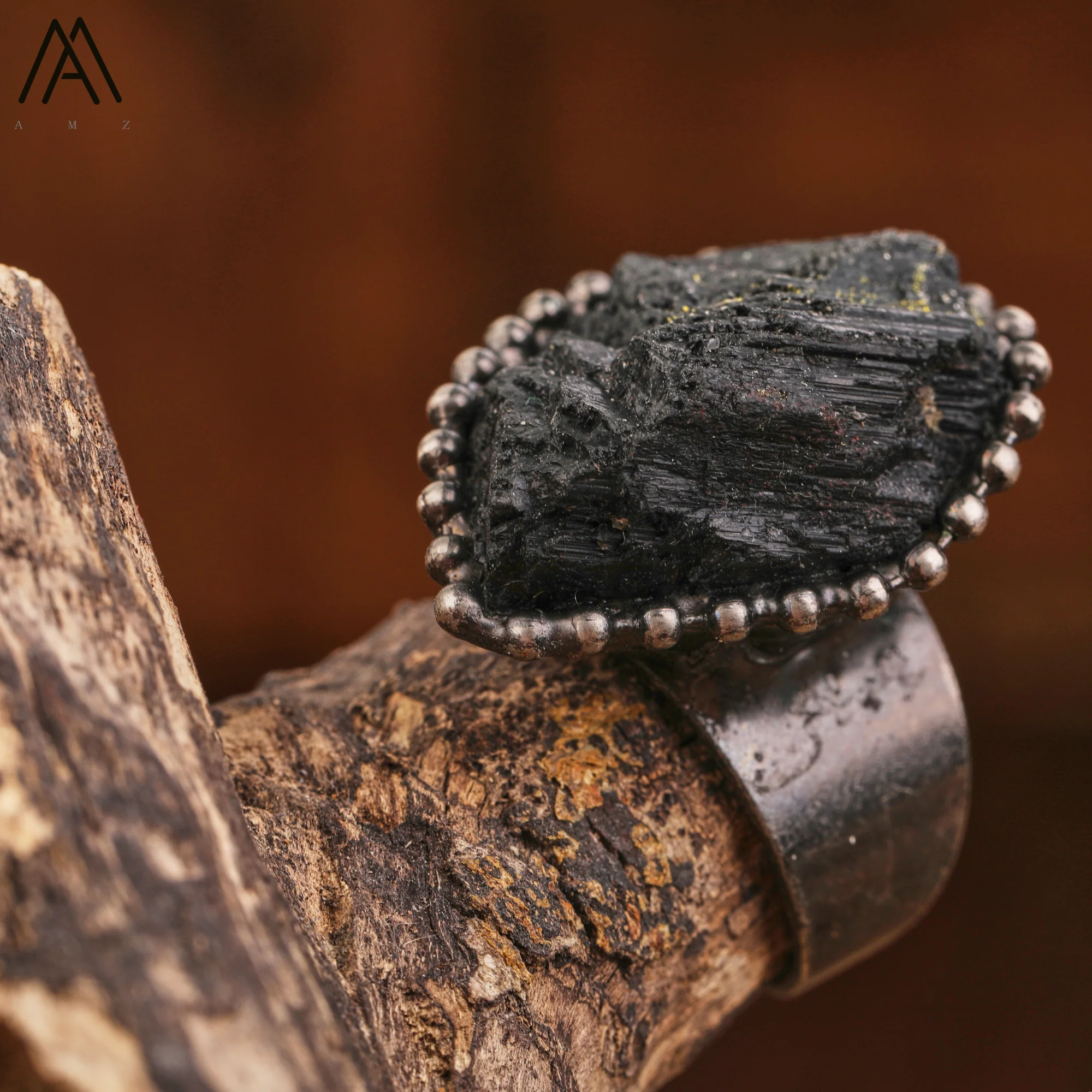 Raw Black Tourmaline Antique Copper Rings For Women Vintage Gemstone Jewelry Handmade Witch Meditation Gifts Wholesales