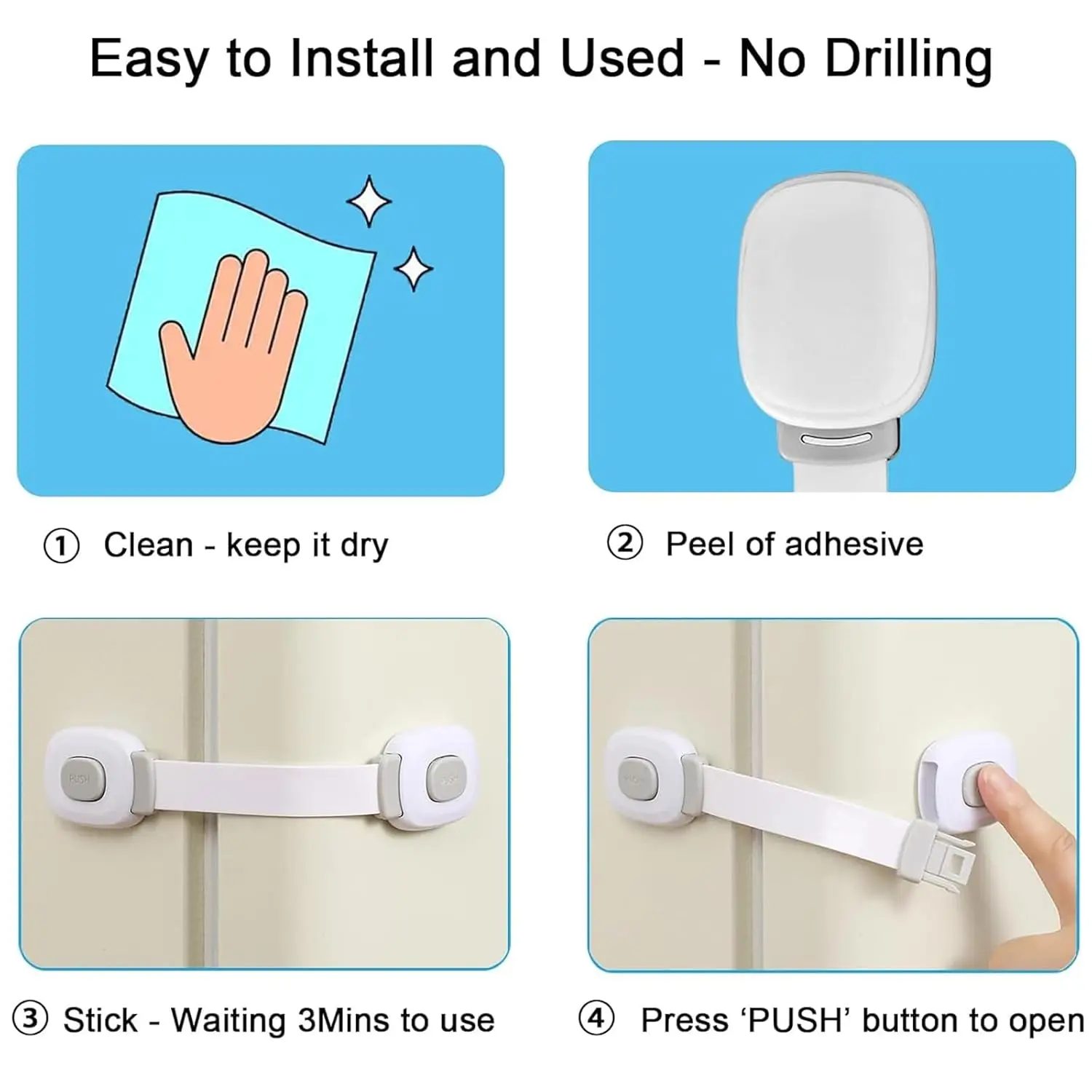 2–8 Stück Baby-Sicherheitsschlösser für Schränke, Schubladen, Toiletten, Kühlschränke usw. Babyschlösser, stanzfreie, klebrige Pads, Kinderschutz