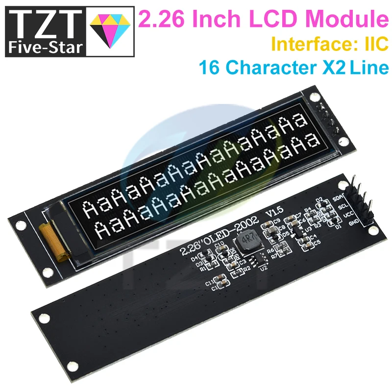 

TZT 2.26 Inch 4PIN White OLED Screen Module IPS 1602 Character OLED Screen KS0066 Drive IC IIC Interface 3.3V For Arduino