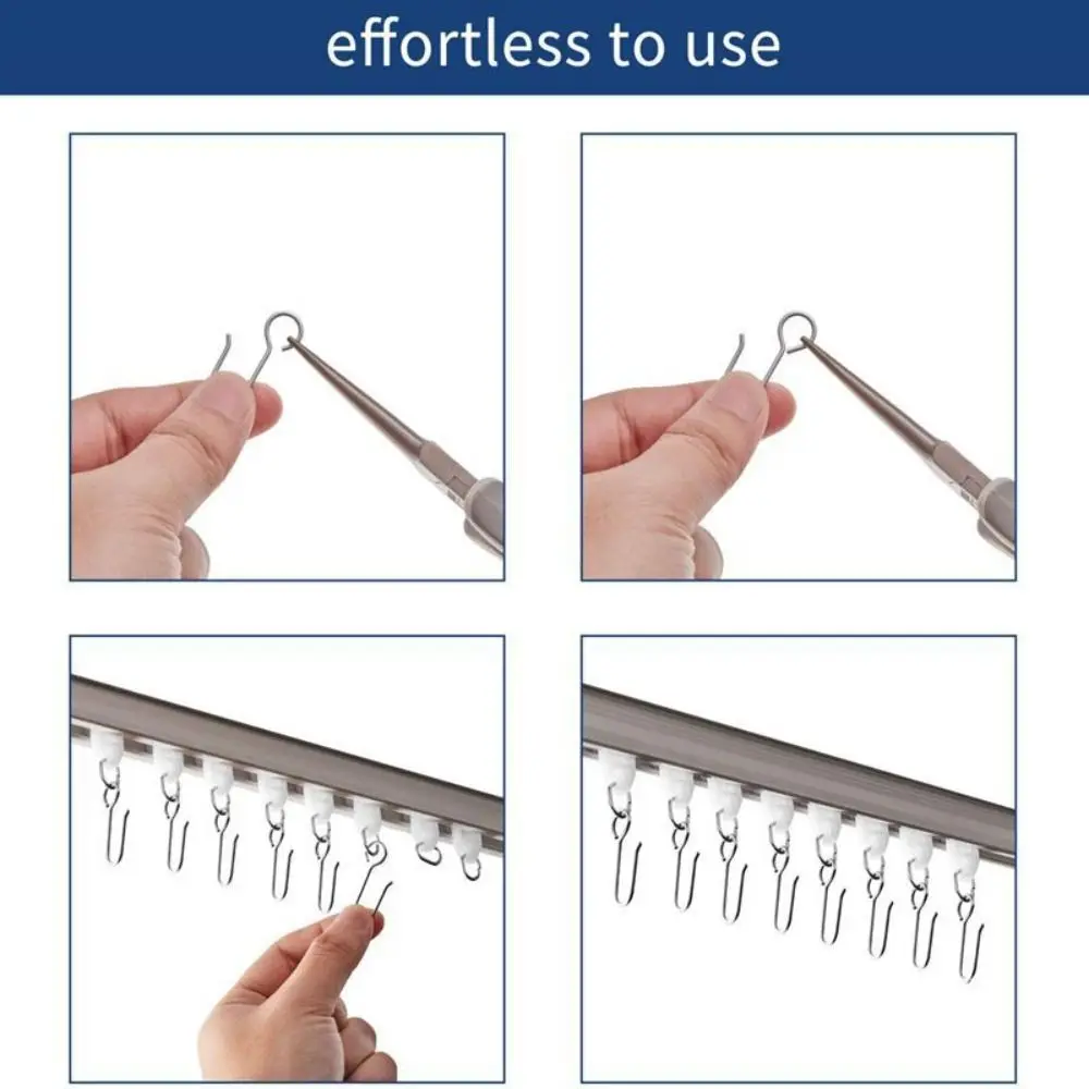 20Pcs S Shaped Curtain Track Hooks Metal Drape Ceiling Drapery Hook Pin Pinch Pleat Hook Convenient Shower Curtain Hanger view 2