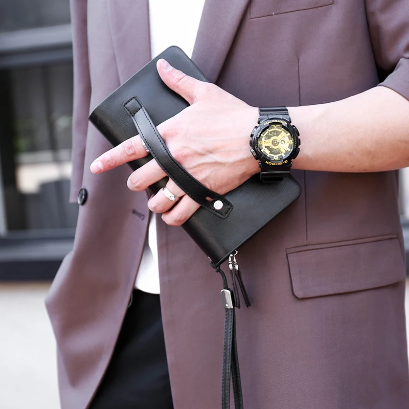 Kangaroo High Quality Men's Clutch Bag Double Zipper Long Wallet Phone Pouch Necessaire Bag Male Handbag Long Chmap Bags