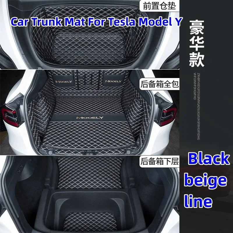 

New luxury Car Trunk Mat For Tesla Model Y Waterproof Rear Cargo Cover Carpet Pad AUTO Parts Tail Accessories Boot Liner