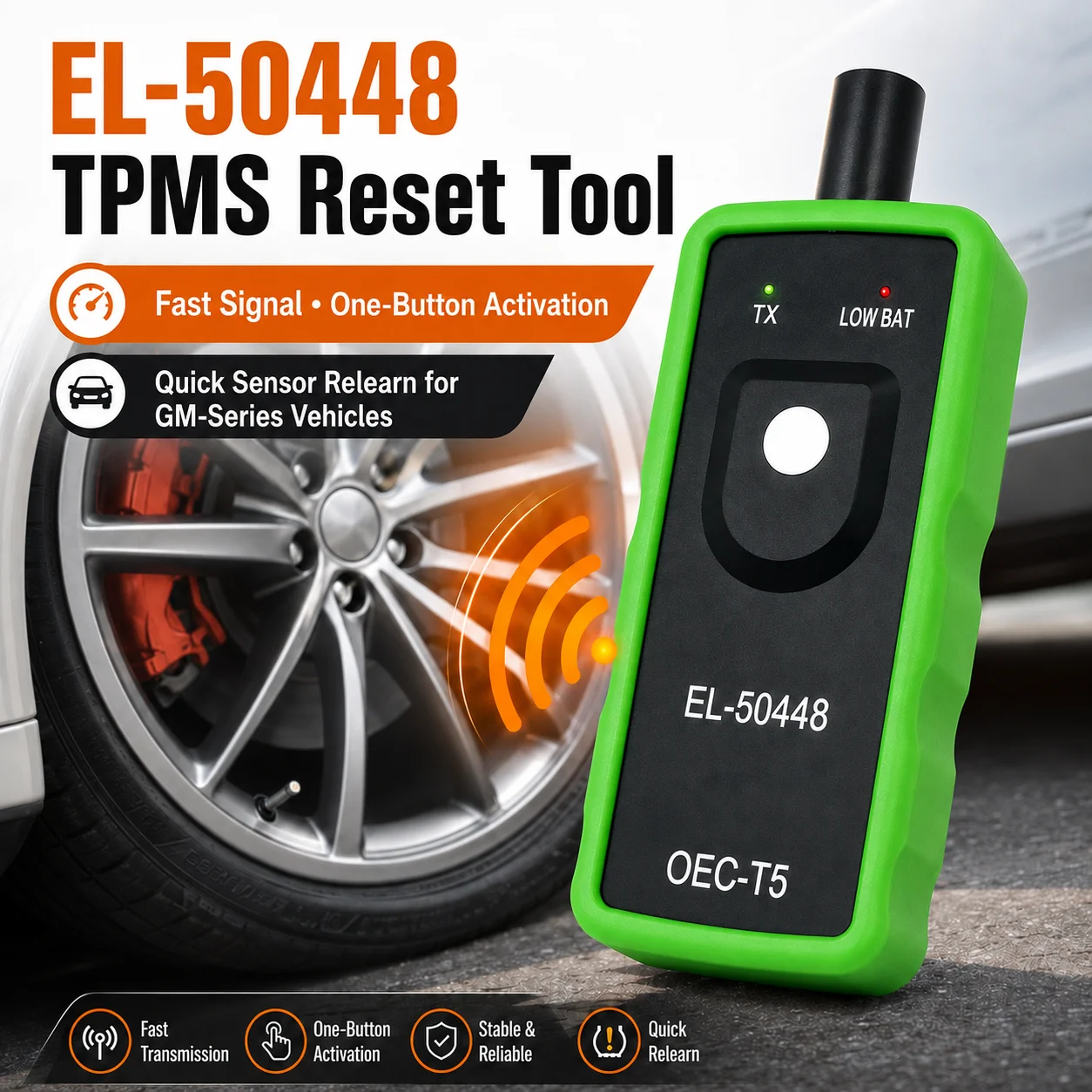 EL-50448 TPMS Reset Tool Tire Pressure Sensor Relearn Tool for GM Vehicles Tire Pressure Monitor Reset Device Automotive Diagnos