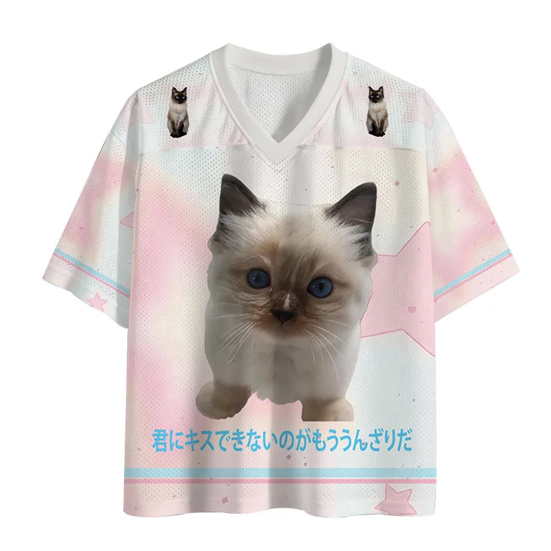 2026 Japanese Artistic Style Casual Jersey Men Women V-neck Retro Loose T-shirt Kids Breathable Quick Drying Short Sleeved Shirt