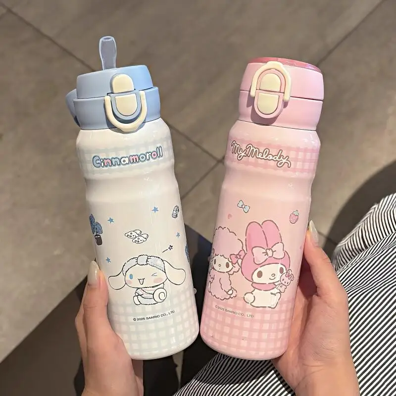 

Fashion Sanrios Kuromi My Melody Water Cup 316 Material Vacuum Cup Good-Looking High-Capacity A Cup with A Straw Festival Gift