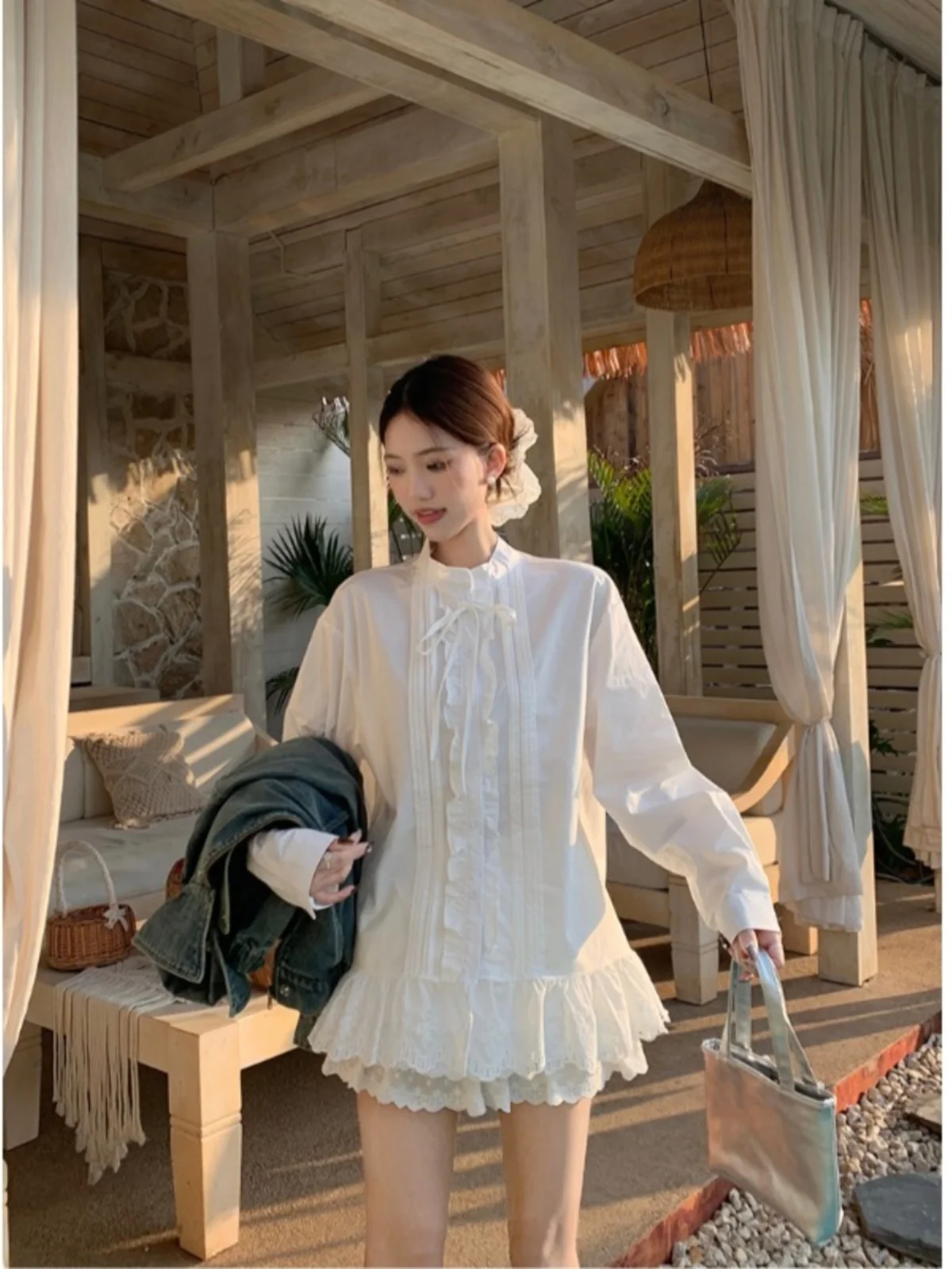 

2025 Gothic Punk Women's Blouses Long Sleeve White Vintage High Street Harajuku Oversize Shirt Female Cardigan Tops