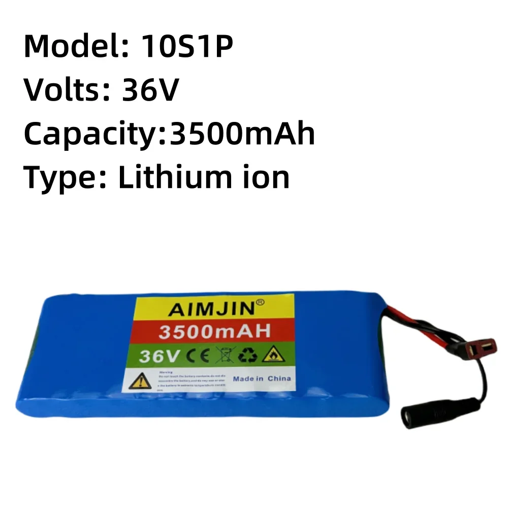 10S1P 36V 3500mAh Battery 18650 Lithium-ion Rechargeable Battery Pack Suitable for Electric Scooters, Motorcycles, Bicycles