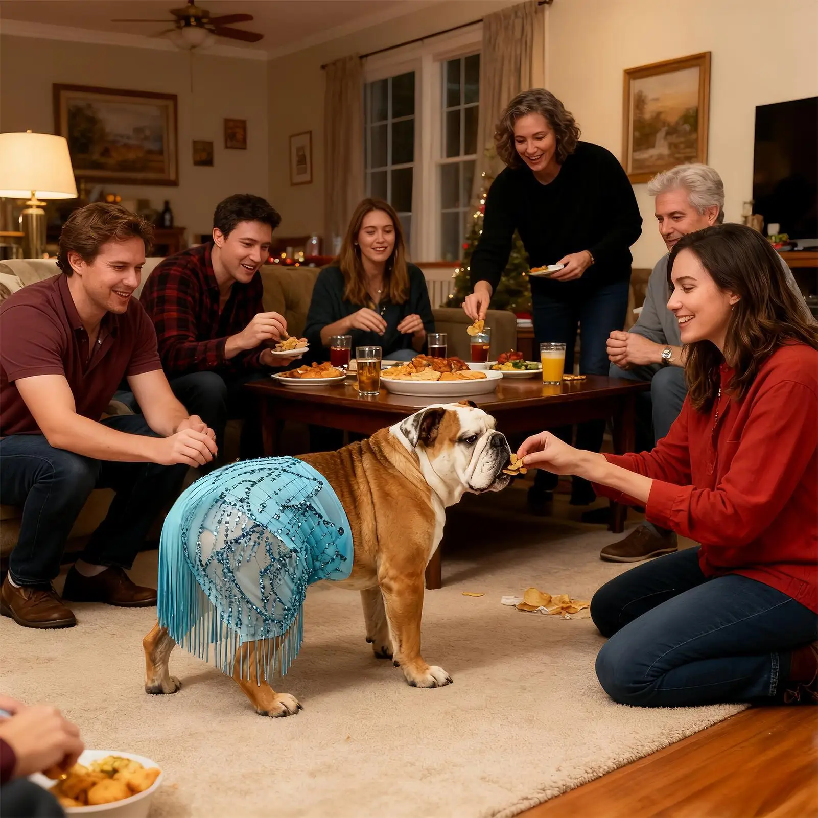 فستان حفلة للكلاب مع سلسلة خصر وترتر على الورك تنورة رقص شرقي للكلاب لأداء حفلات الجرو متوسطة الحجم