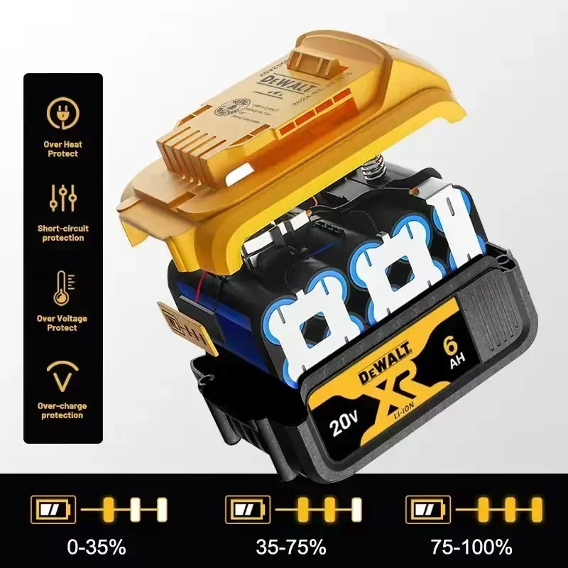 DEWALT 20V baterie 6AH dobíjecí lithium-iontová nabíječka baterií DCB118 Bezuhlíkový elektrický šroubovák Vrtačka DCD805 elektrické nářadí. - náhled 5