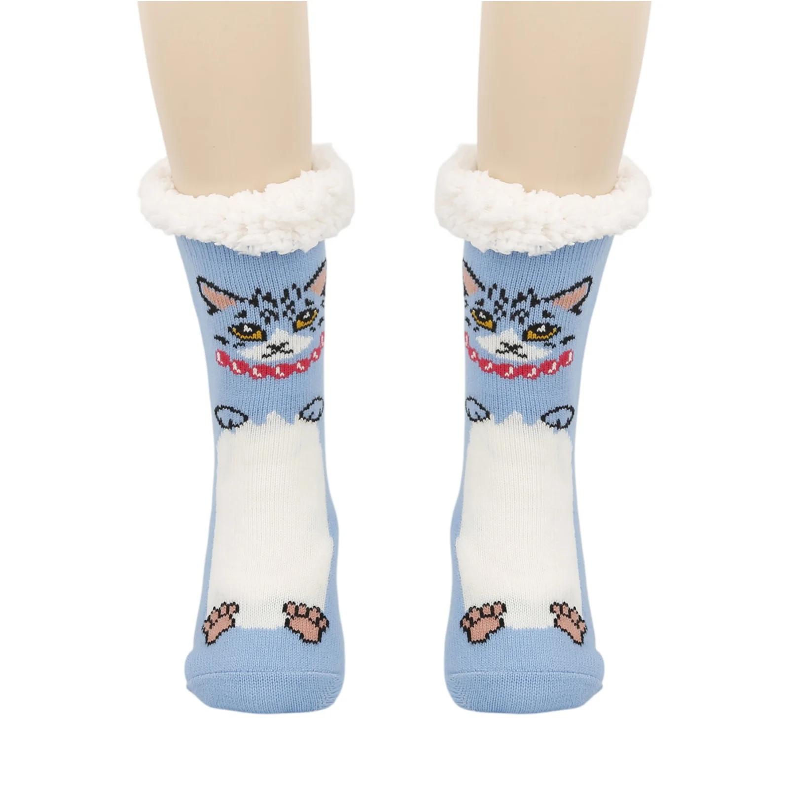 

Winter Warm Socks Women Foot Covering Warm Velvet Socks Home Soft Comfy Non Grip Floor Socks Cute Printed Mid Tube Socks