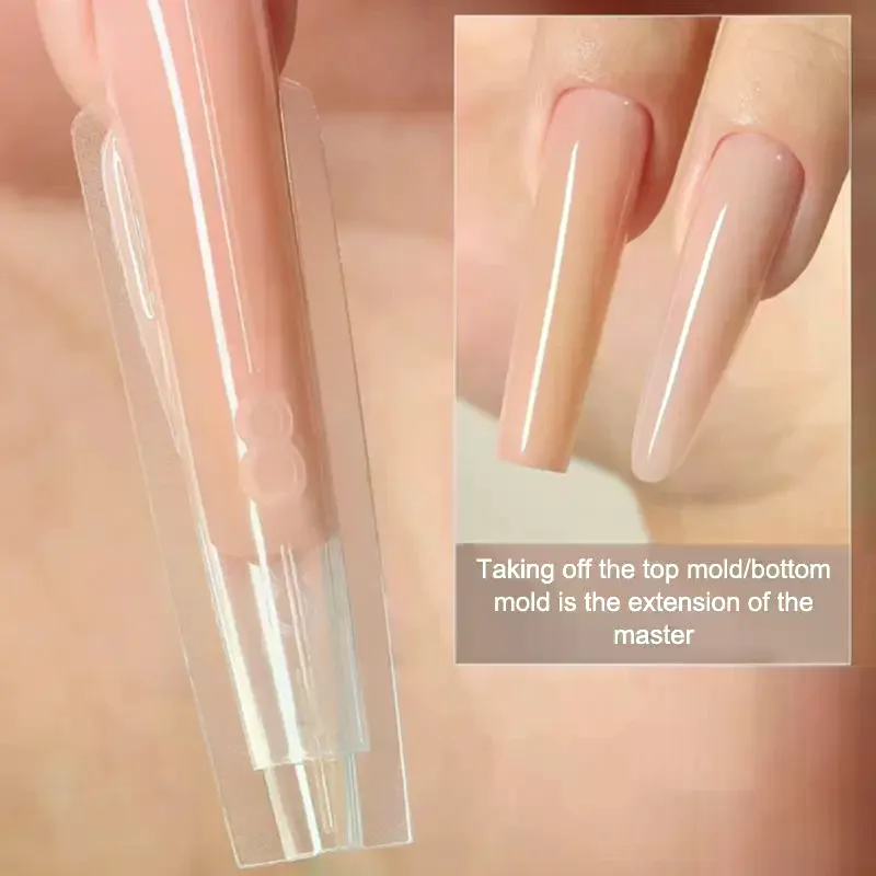 140/280Pcs Sandwich Dual Nail Forms Full Cover Tips Long Pointed Shapes Transparent Nail Art Extensions Manicure Tool