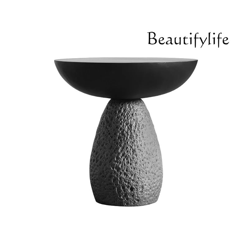 Silent Style Italian Minimalist Sofa Side Table Light Luxury High-Grade Living Room Creative Bedside-Use round Coffee Table