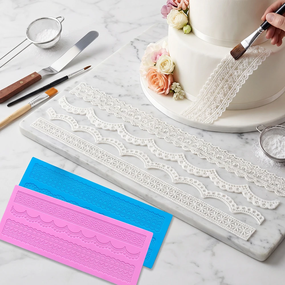 1pc Embossed lace silicone pad imprint gummy impression candy paste mold cake decoration chocolate candy paste baking mold