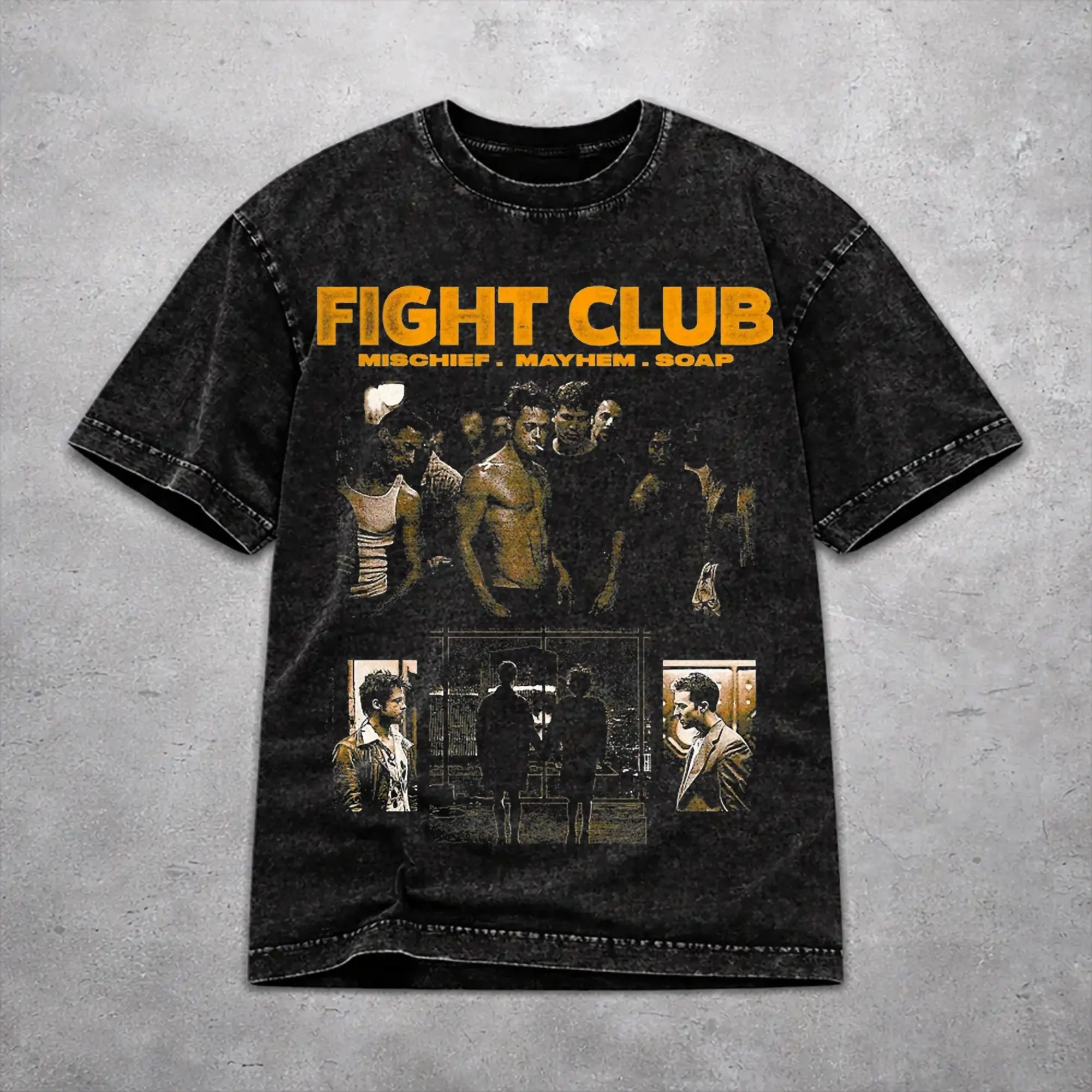 Fight Club Movie Washed T Shirt Retro Harajuku for Men Women  Oversize Tee T-Shirts Cotton