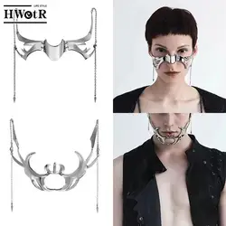 1Pc Fashion Gothic Mask Punk Liquid Irregular Silver Color Hollow Women Men Party Individuation Individual Jewelry Accessory