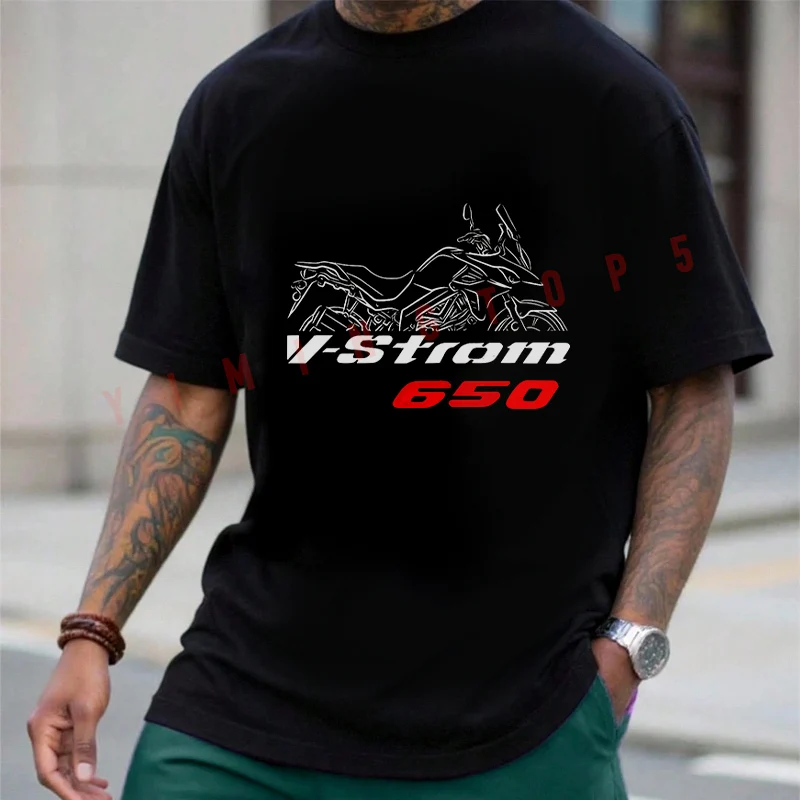 

V-Strom 650 Motorcycle Cotton Men's Moto T-shirt Fashion Casual Summer Comfortable Short Sleeve Tops